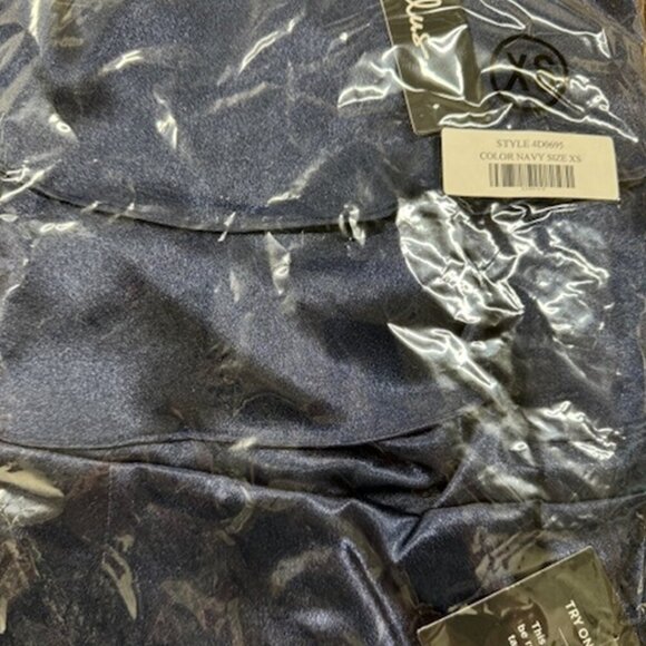 NWT Lulus Pure Happiness Navy Blue Satin Off-the-Shoulder Maxi Dress - Picture 6 of 8